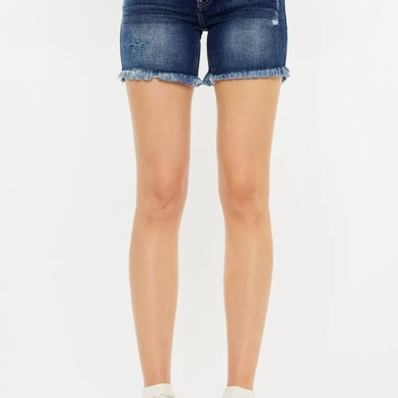 Hazel Blues® |  Kancan Mid Rise Button Fly Denim Shorts - Picture 1 of 8